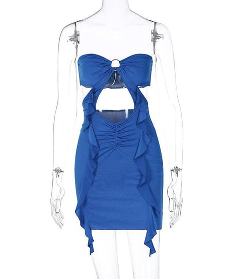 Electrifying Royal Blue Strapless Cutout Mini Dress - Holiday Party & Resort Getaway Ready