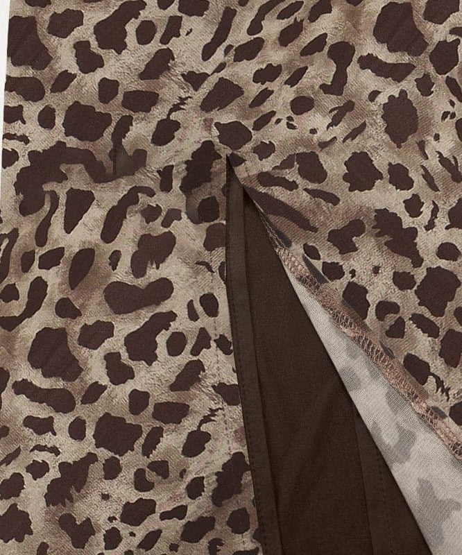 Sultry Leopard Print Mesh Tube Midi Dress with High Slit - Fall & Holiday Party Ready