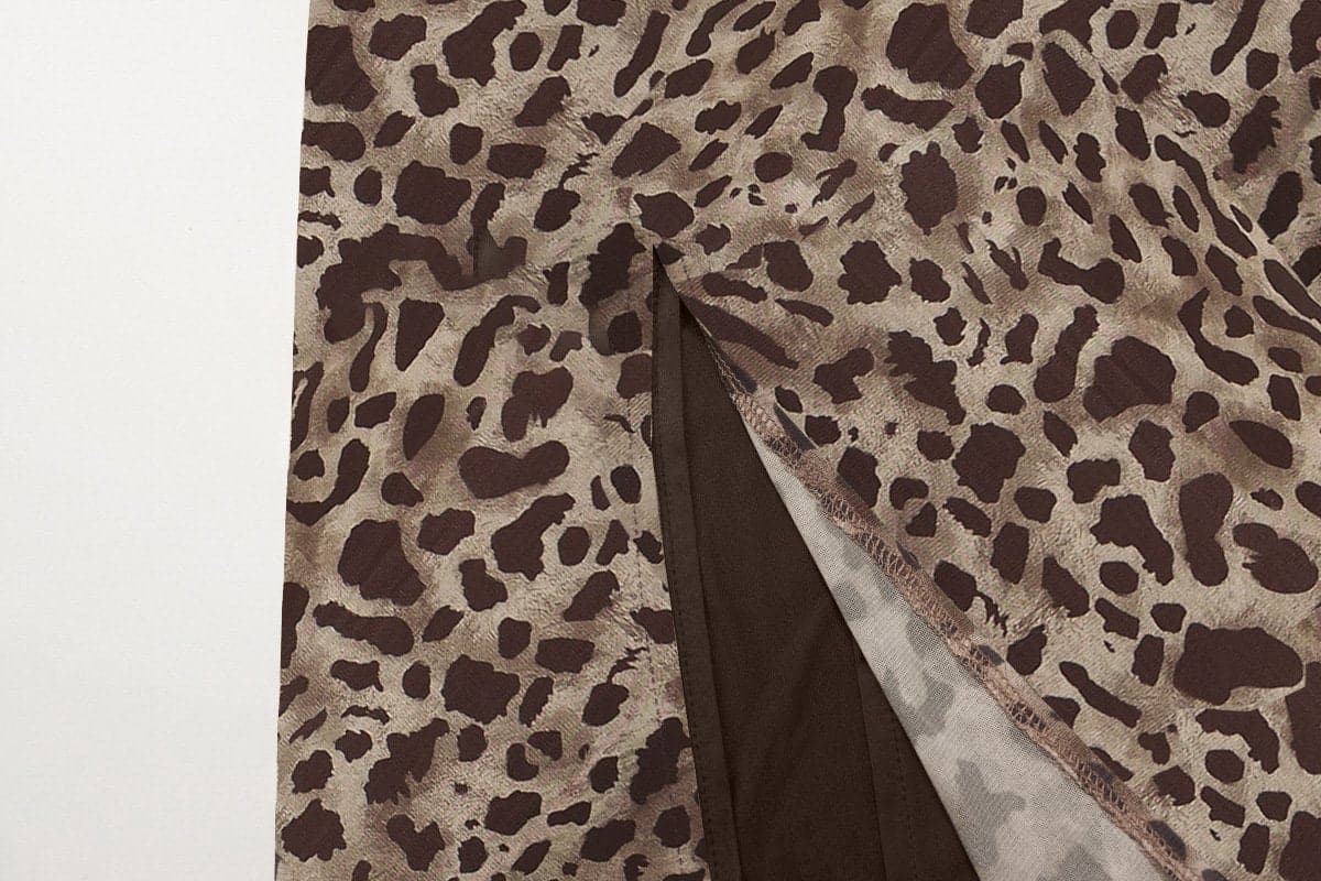 Sultry Leopard Print Mesh Tube Midi Dress with High Slit - Fall & Holiday Party Ready