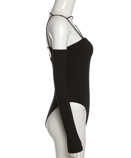 Strap & Sleeve: Asymmetrical Ribbed Knit Bodysuit - Your Fall Style Statement