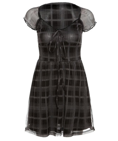 Chic Blue Plaid Mesh Mini Dress - Y2K Babydoll Style for Fall