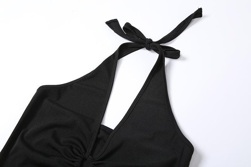 Autumn's Embrace: Luxe Halter Maxi Dress with Keyhole & Seductive High Slit