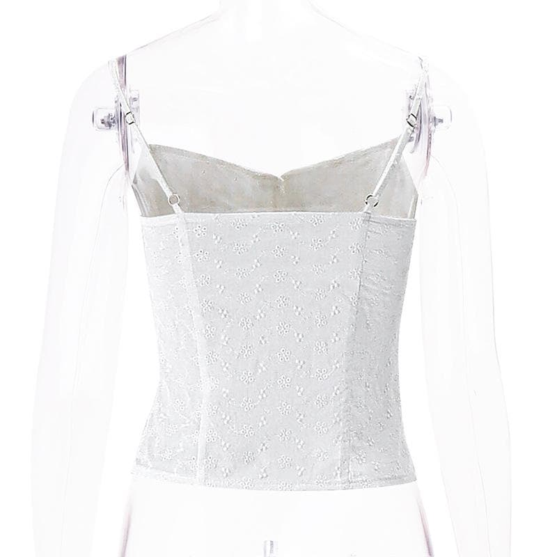 Chic White Embroidered Cami Top - Effortless Fall Layering & Transitional Style