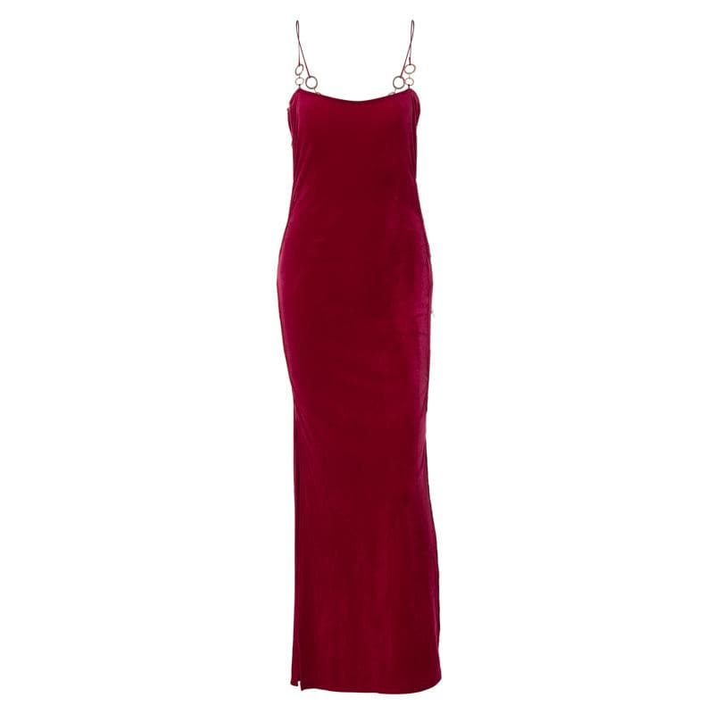 Ruby Allure Velvet O-Ring Maxi Dress – Your Dazzling Holiday & New Year's Eve Statement