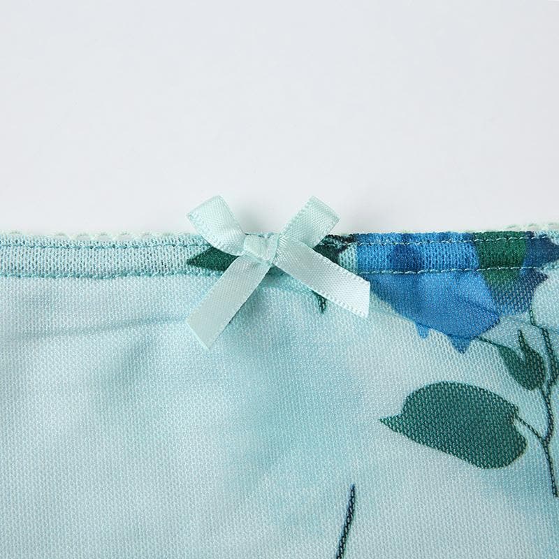 Effortless Blue Floral Mesh Maxi Skirt with Bowknot – Y2K Boho Chic for Fall & Holidays