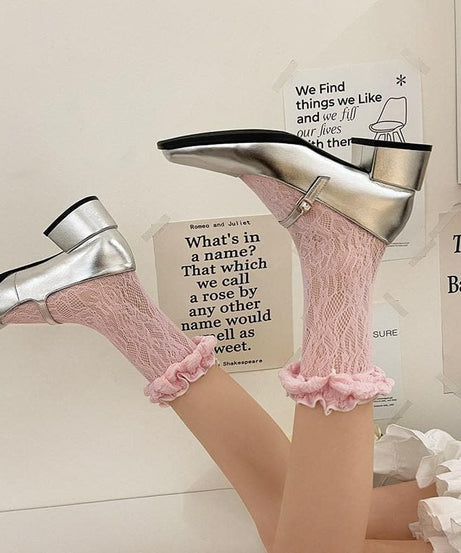 Whimsical Blush Pink Ruffle Lace Socks - Sweet Style for Fall & Beyond