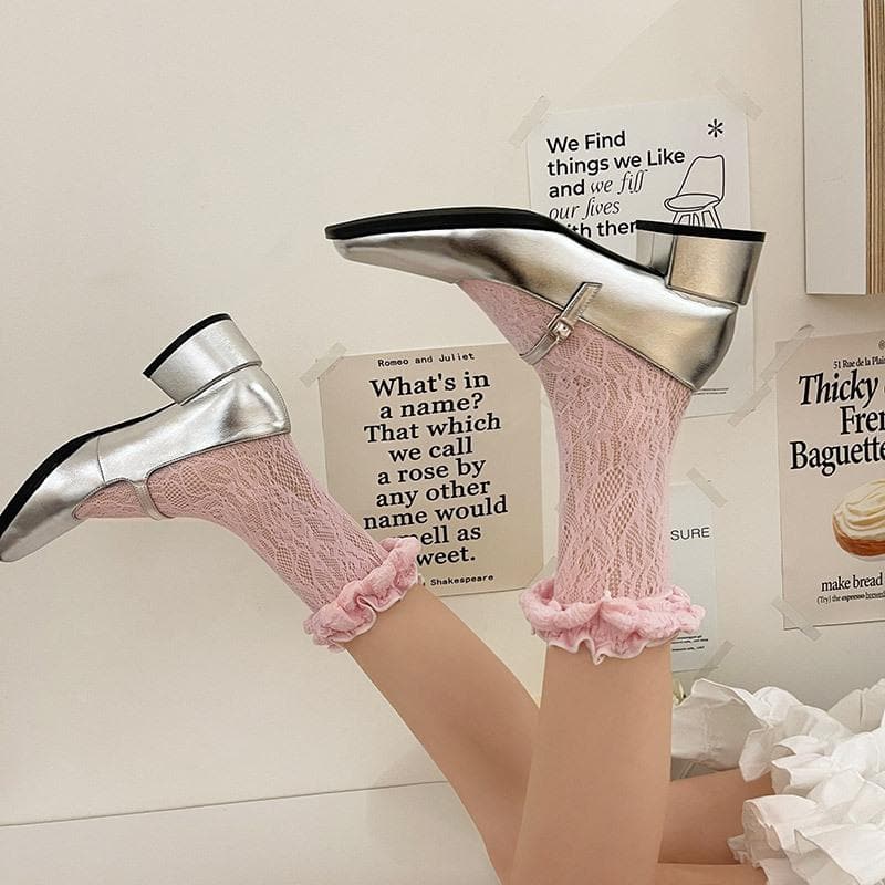 Whimsical Blush Pink Ruffle Lace Socks - Sweet Style for Fall & Beyond
