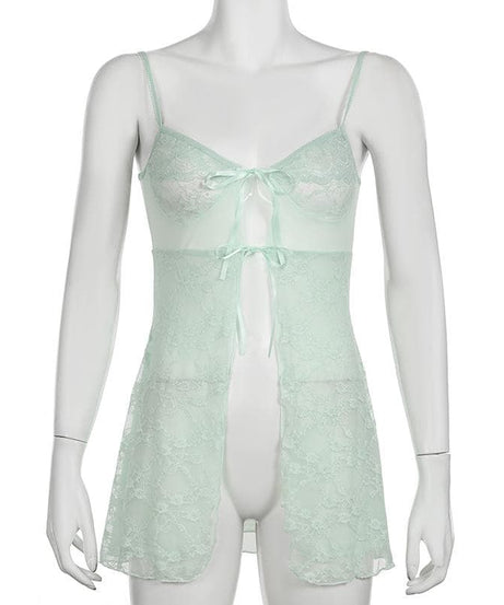 Whisper Blue Coquette Sheer Lace Tie-Front Top – Ethereal Fall Layering & Date Night Chic
