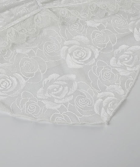 Enchanting White Rose Lace Halter Crop Top - Y2K Romantic Style for Fall & Halloween