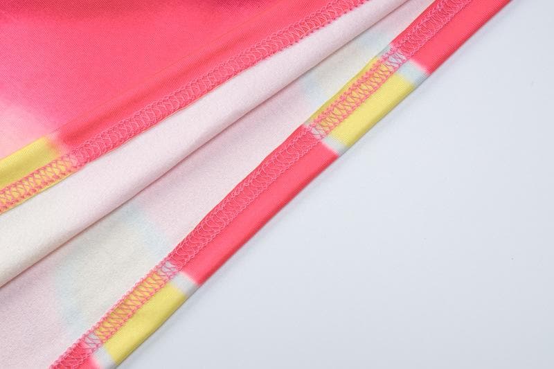 Vibrant Swirl Print Long Sleeve Crop Top & Mini Skirt Set - Y2K Fall Party & Night Out Style