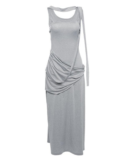 Effortless Chic Asymmetrical Draped Midi Dress - Modern Fall Style