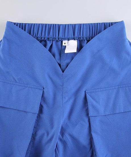 Effortless Royal Blue V-Waist Cargo Pants – Your Chic Fall Fashion Staple