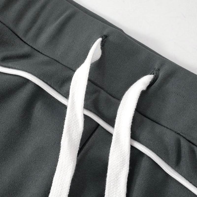 Chic Fall Athleisure Set: Women's Full-Zip Crop Jacket & Drawstring Shorts - Cozy Autumn Comfort