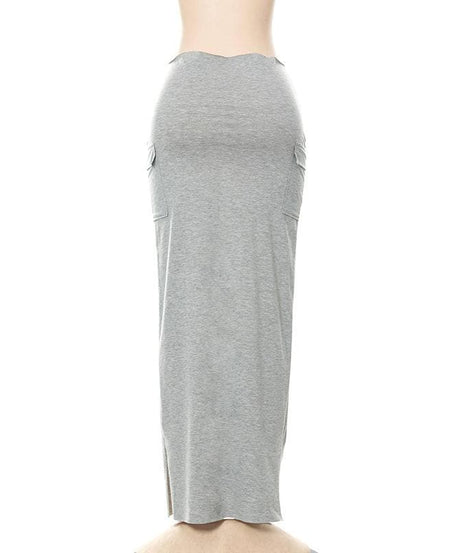 Effortless Fall Style: Ruched High-Rise Maxi Skirt with Utility Pockets