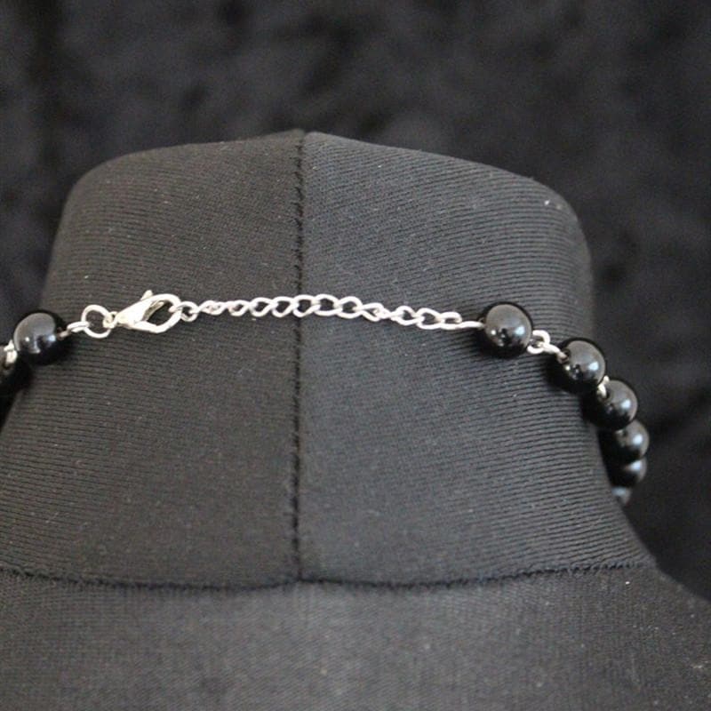 Gothic Baphomet Pentagram Beaded Choker Necklace - Witchy Statement Jewelry for Halloween & Fall