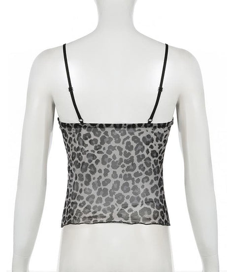 Fall Luxe: Velvet & Leopard Print Bow Cami Top - Chic Y2K Style for American Women