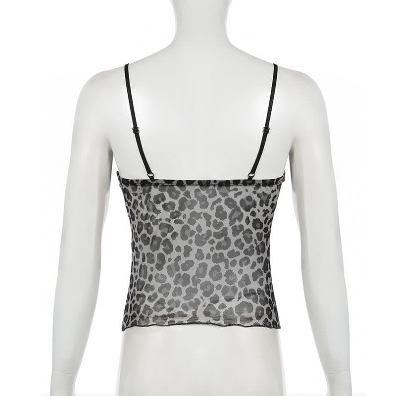 Fall Luxe: Velvet & Leopard Print Bow Cami Top - Chic Y2K Style for American Women