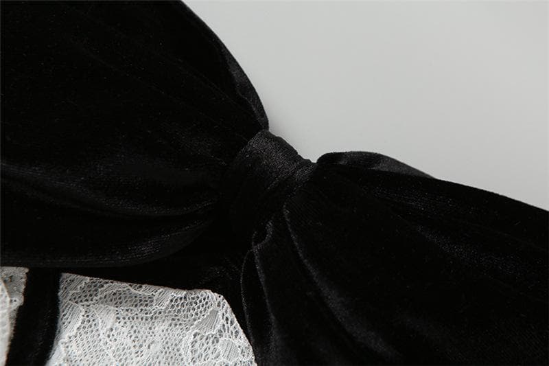 The Chic Velvet Bow & Lace Strapless Crop Top - Fall & Holiday Party Perfect!