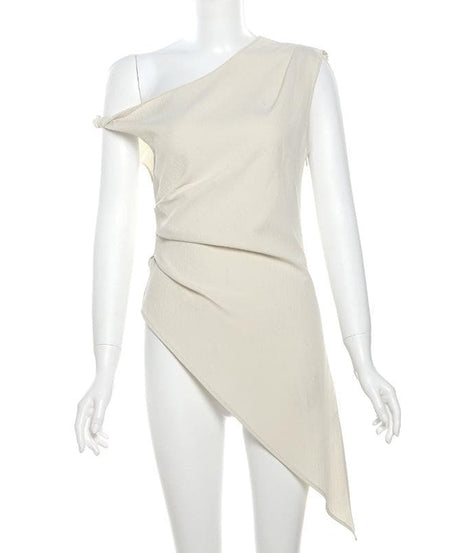 Chic Draped One-Shoulder Asymmetrical Top – Fall Evenings & Holiday Style