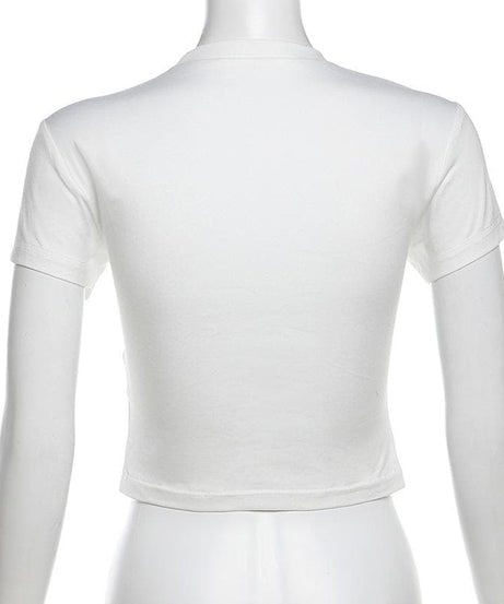 THE BIMBO Statement Crop Top – Iconic White & Red Graphic Tee for Bold Fall Style