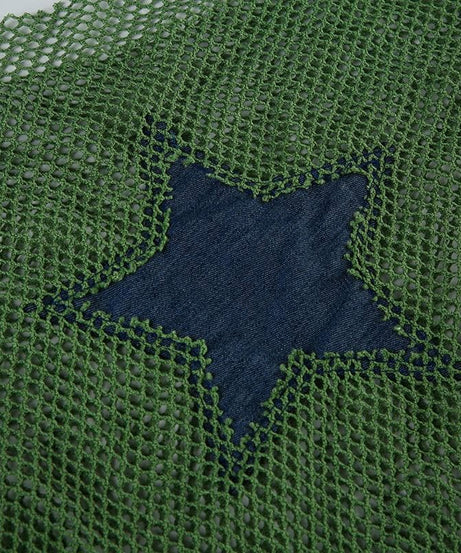 Y2K Grunge Star Mesh Long Sleeve Top - Edgy Fall Layering & Festival Chic for Women