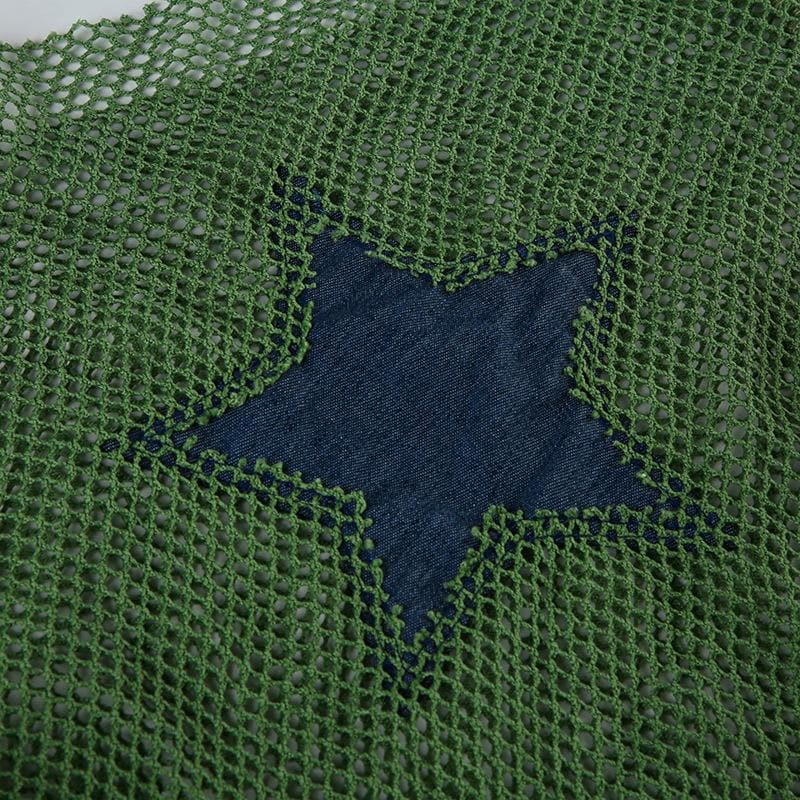 Y2K Grunge Star Mesh Long Sleeve Top - Edgy Fall Layering & Festival Chic for Women