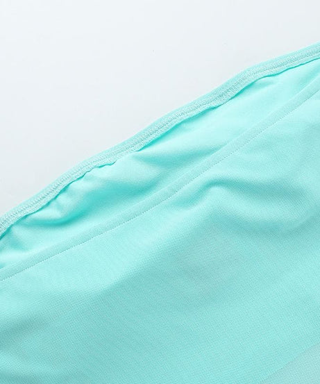 Whimsical Aqua Orchid Mesh Tube Top - Y2K Coquette Crop for Parties & Getaways