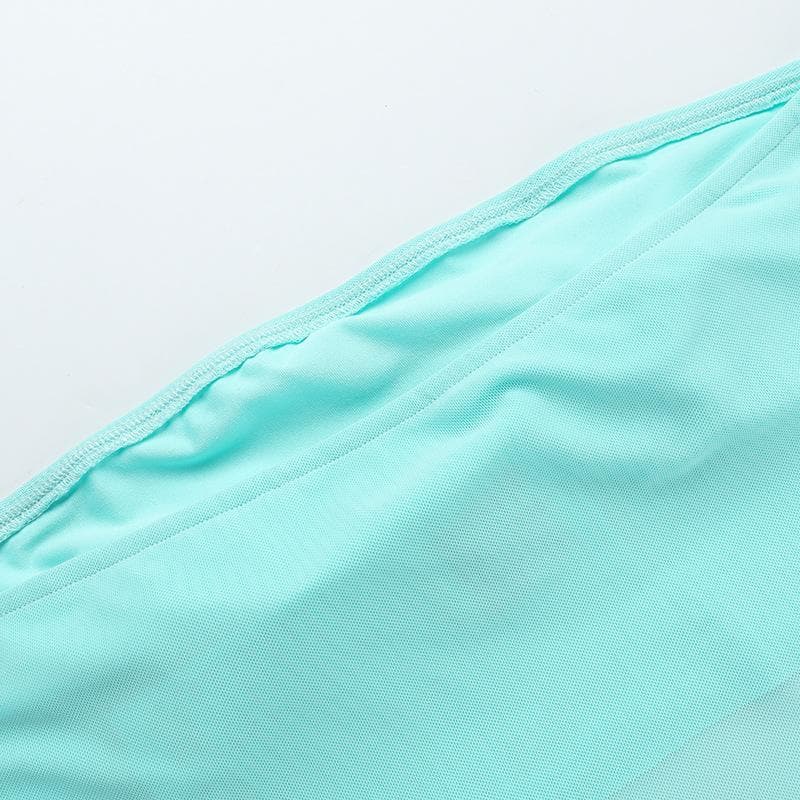 Whimsical Aqua Orchid Mesh Tube Top - Y2K Coquette Crop for Parties & Getaways