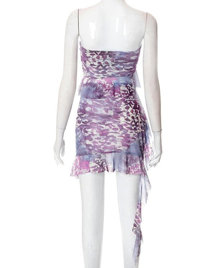 Amethyst Aura Strapless Ruffle Mini Dress - Your Go-To for Fall Parties & Resort Escapes