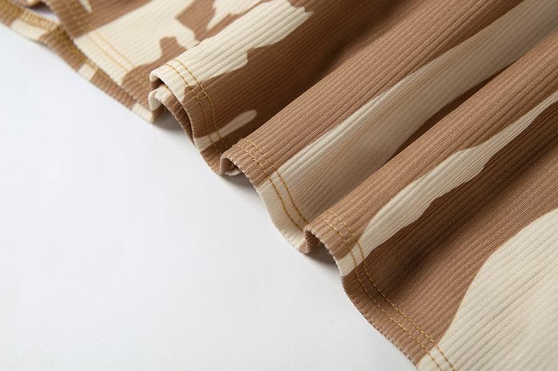 Edgy Fall Nights: Abstract Print Halter Cut-Out Mini Dress with Cold Shoulder Sleeves