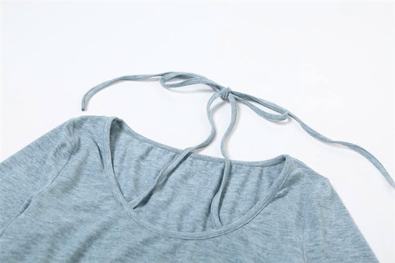 Fall Vibes Y2K Rhinestone Cross Criss-Cross Neck Long Sleeve Top with Flared Cuffs