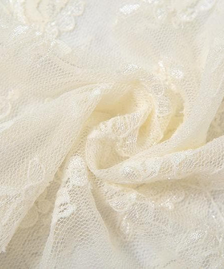 Romantic Coquette Lace Long Sleeve Crop Top with 3D Floral Appliqué