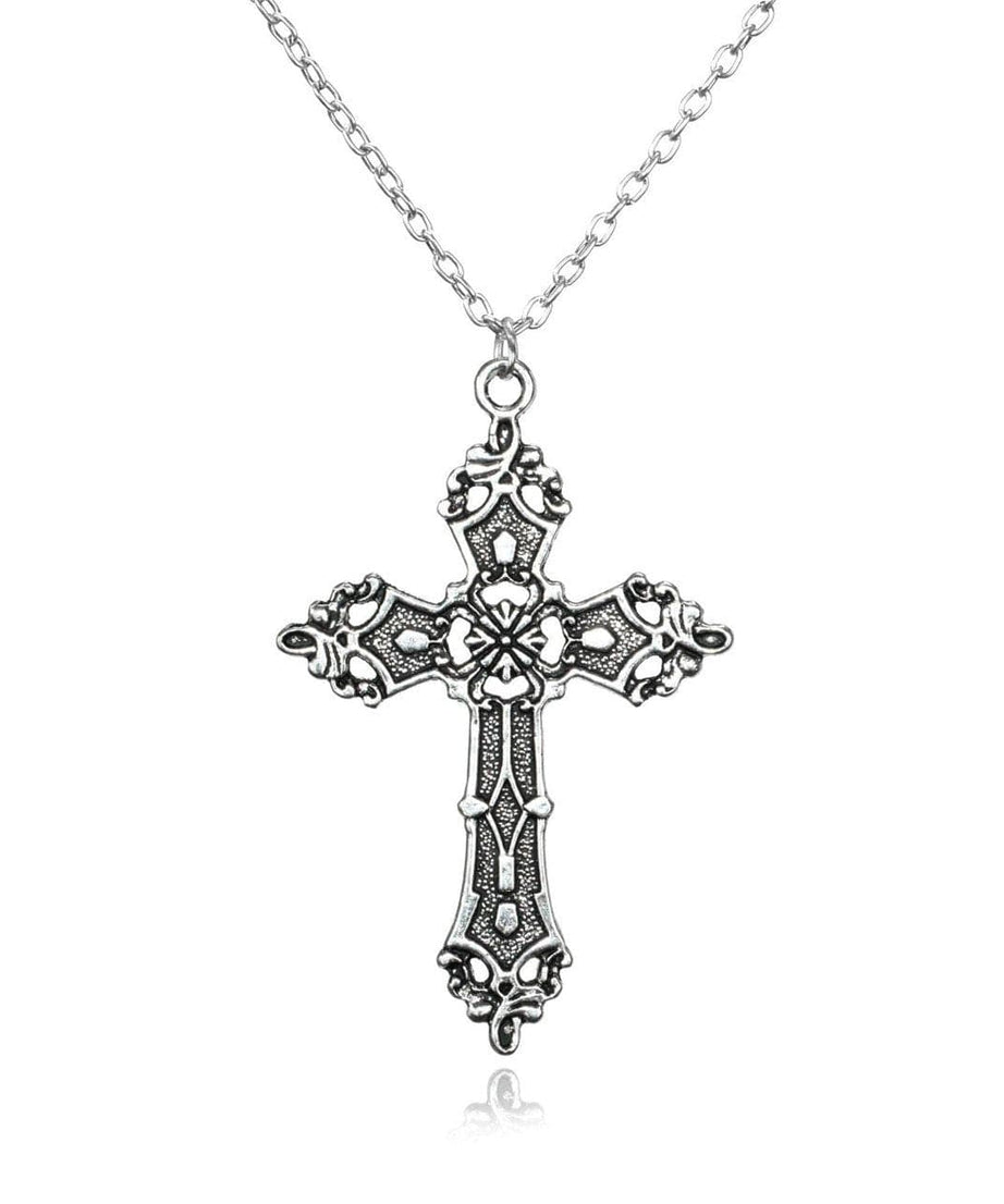 Elegant Vintage Silver Cross Necklace for Women - Ornate Faith Pendant, Perfect for Fall Style & Thoughtful Gifts
