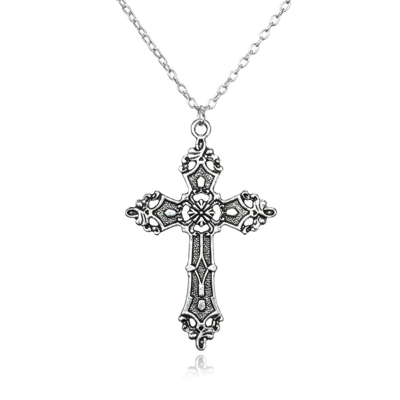 Elegant Vintage Silver Cross Necklace for Women - Ornate Faith Pendant, Perfect for Fall Style & Thoughtful Gifts