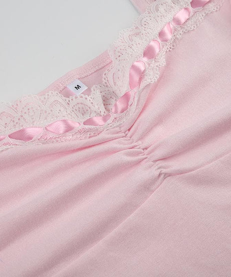 Blushing Pink Coquette Lace Cami Top | Ruched Sweetheart & Fall Layering Essential