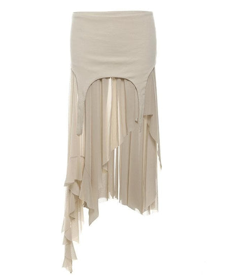 Bewitching Black Asymmetrical Mesh Midi Skirt - Edgy Fall & Halloween Essential