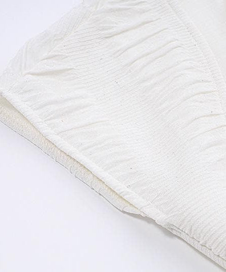 Dreamy White Ruched Mini Dress | Halter Neck Textured Resort & Vacation Essential