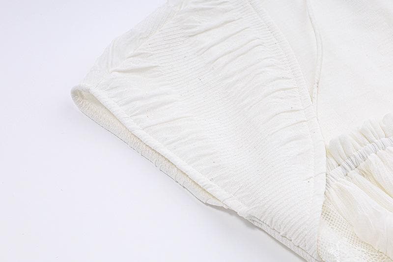 Dreamy White Ruched Mini Dress | Halter Neck Textured Resort & Vacation Essential