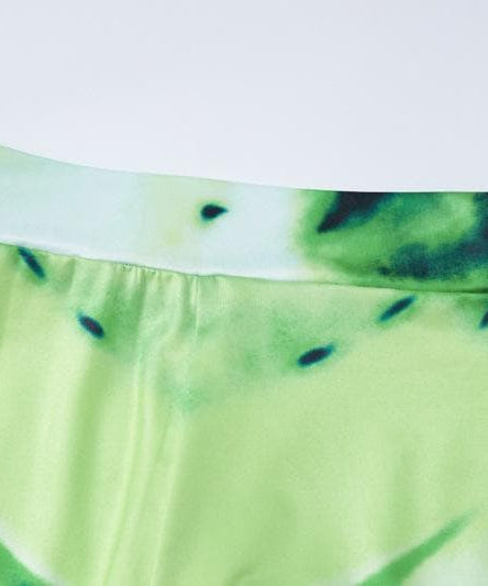 Alien Goddess Green Illusion Jumpsuit Set - Backless Bodysuit & Cold Shoulder Rave Pants