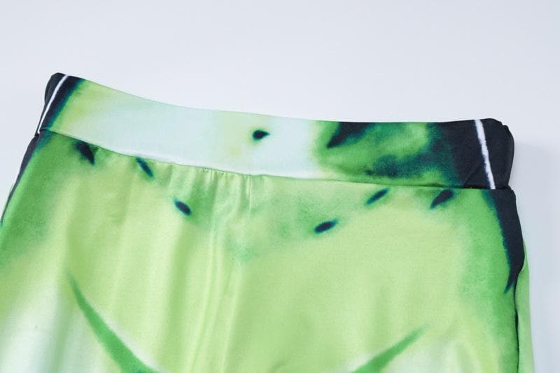 Alien Goddess Green Illusion Jumpsuit Set - Backless Bodysuit & Cold Shoulder Rave Pants