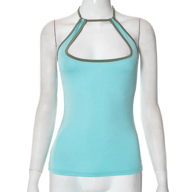 Chic Contrast Trim Halter Bodysuit - Your Fall Evening Statement Piece