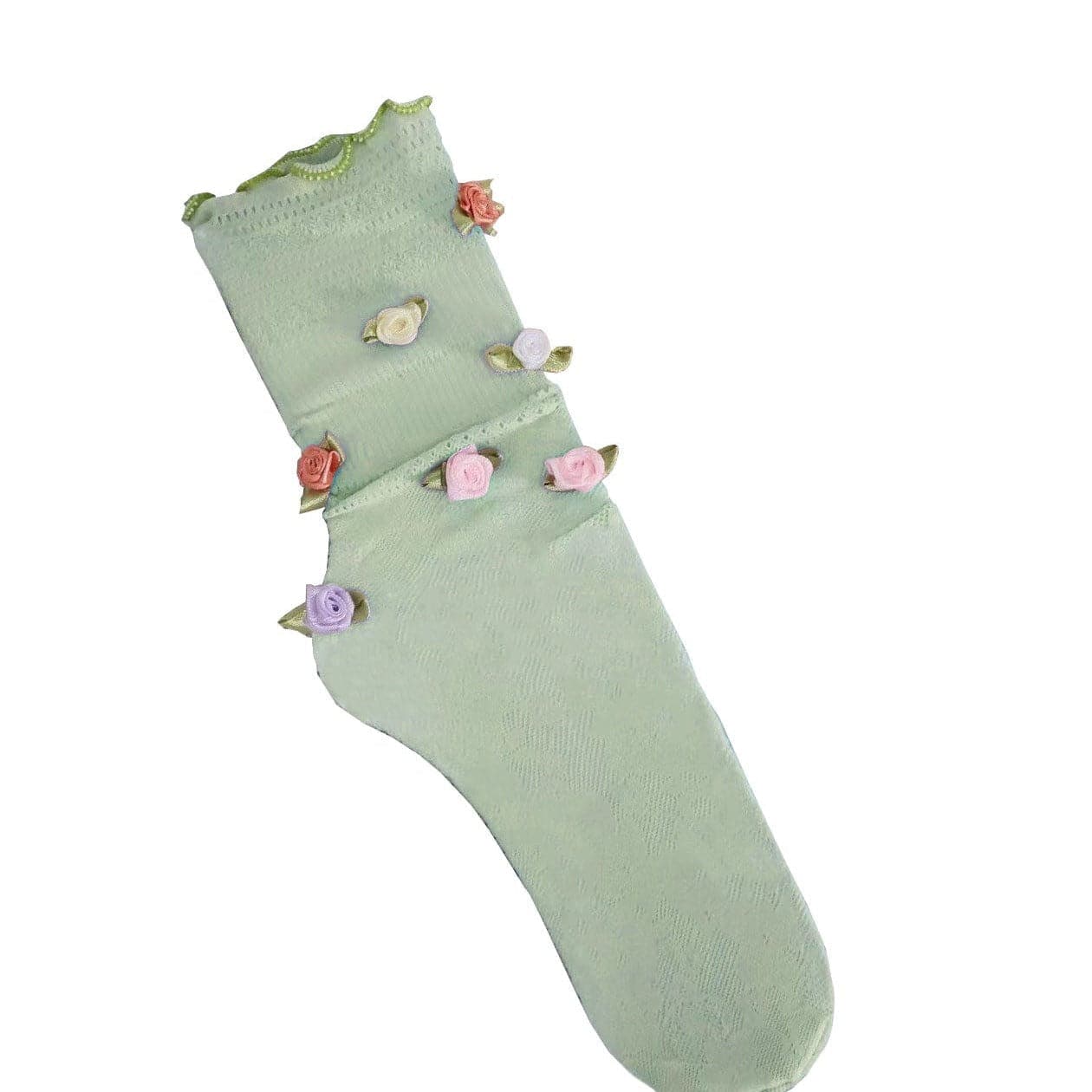 Cozy Chic Pink Floral Lace Socks | Vintage Rose Applique Ankle Socks for Fall