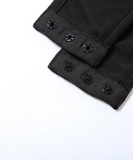 Dare to Thrill: Edgy Black O-Ring Cutout Bodysuit with Fingerless Gloves - Halloween & Club Ready