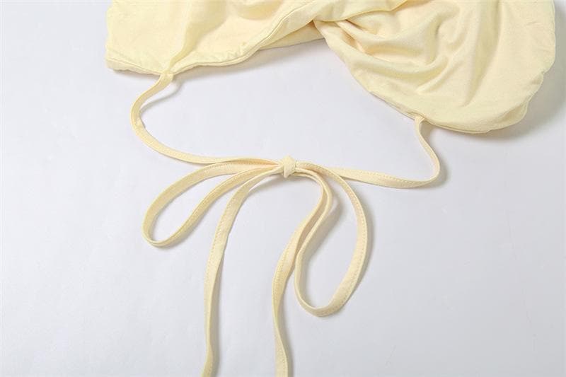 Effortless Glam 3-Piece Set: Strapless Bandeau Top, High-Slit Maxi Skirt & Statement Sleeves – Perfect for Fall Getaways & Events