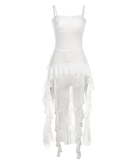 Alluring Lace & Sheer Ruffle Cami Mini Dress - Your Fall & Holiday Romance Essential