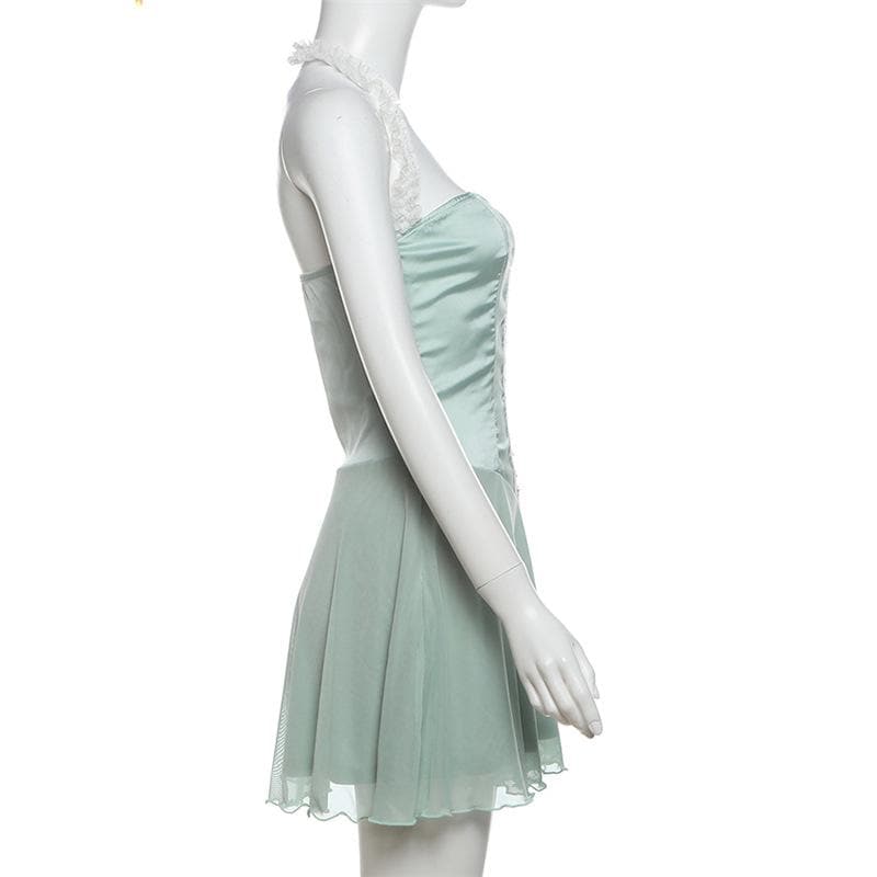 Enchanting Mint Green Halter Mini Dress | Resort & Holiday Chic
