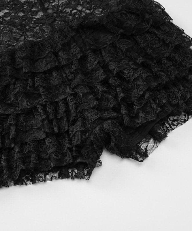 Sexy Black Lace Ruffle Romper - Strapless Tube Top Playsuit for Halloween & Fall Parties