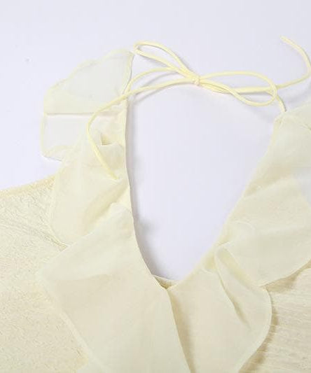 Effortless Elegance: White Ruffle Halter Mini Dress for Fall Parties & Getaways