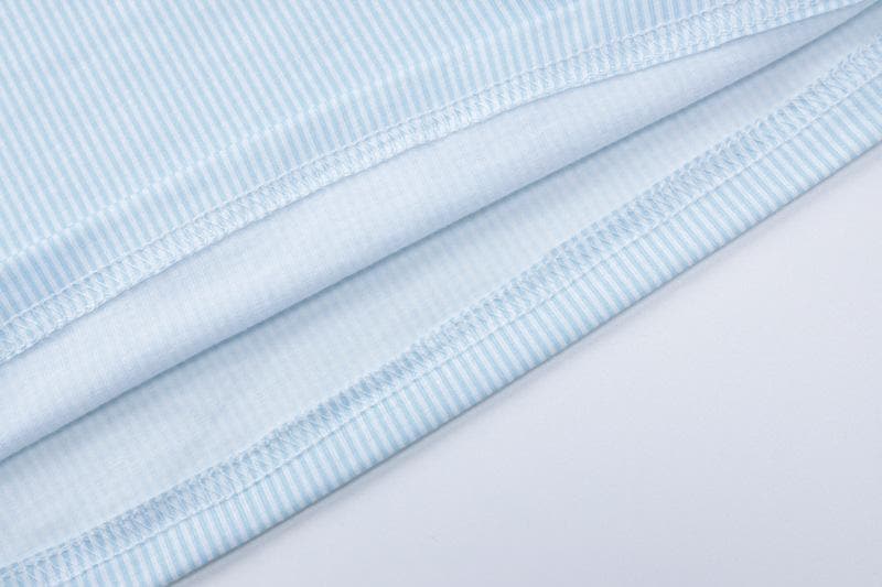 Sky Blue Ribbed Halter Top | Sweet Lace Trim & Adjustable Tie-Neck for Women