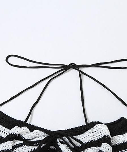 Effortless Fall Style: Striped Knit Maxi Skirt & Lace-Up Off-Shoulder Top Set